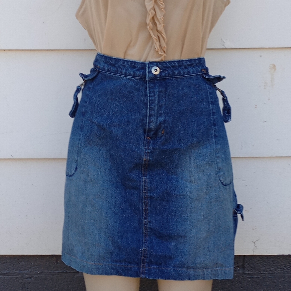 Blue Jean Cargo Mini Skirt